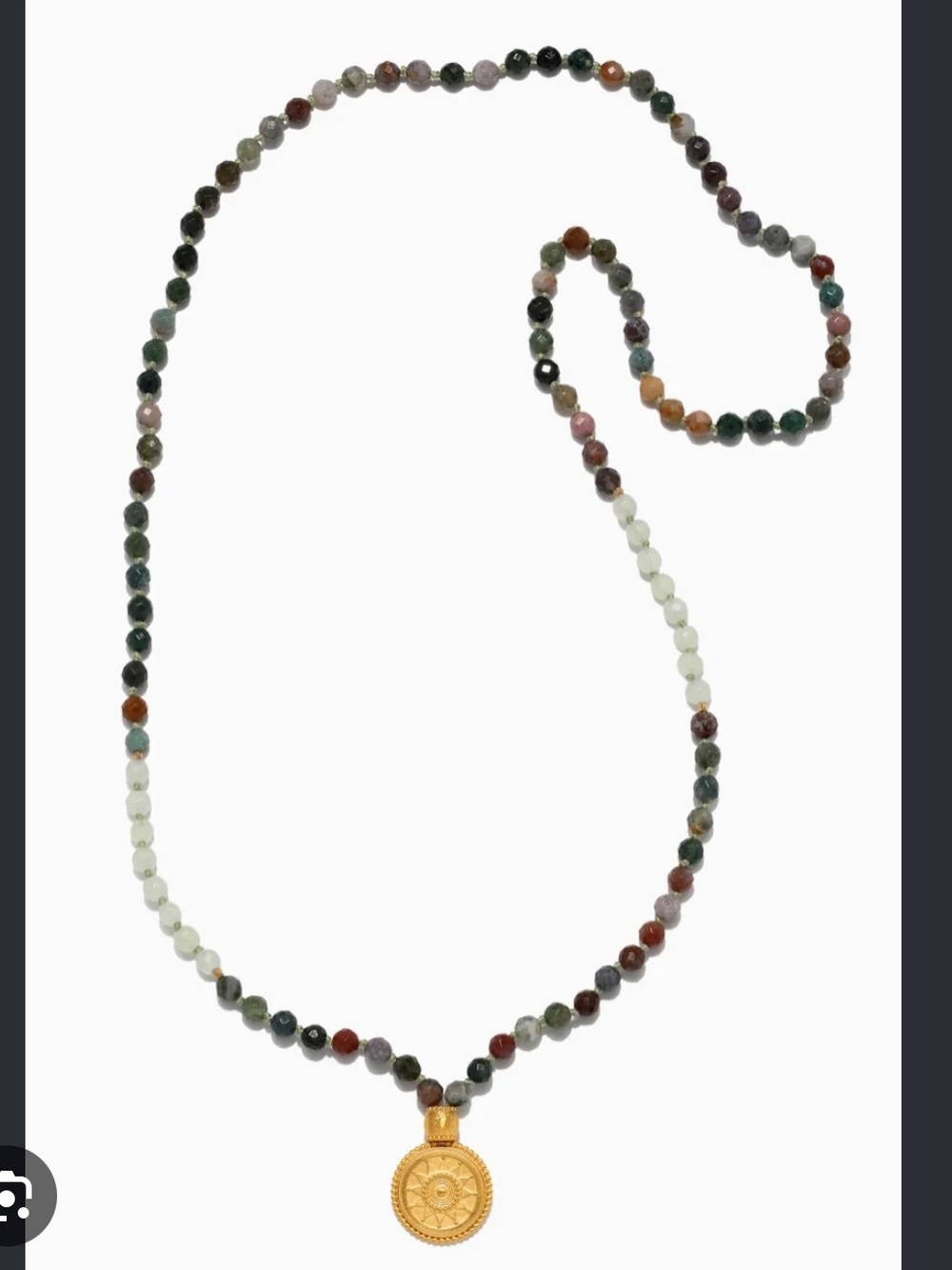 Satya jewelry celestial Jasper Mala Necklace with Gold Pendant doubles sides